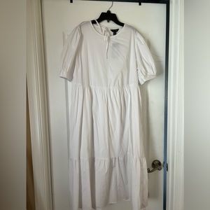 New Look, white, puff sleeve, midi dress, size 14, NWT